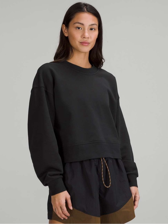 lululemon athletica Tops - Lululemon Softstreme Perfectly Oversized Cropped Crew Gray Black Sz 8